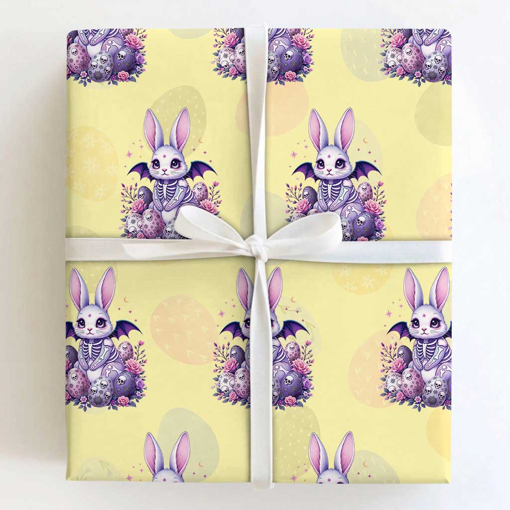 Cute Spooky Easter Bunny Wrapping Paper Roll Pastel Goth Rabbit Gift TS12 Light Yellow Print Your Wear