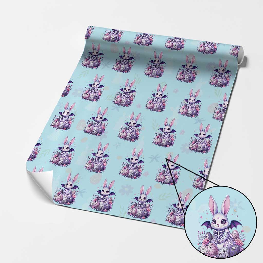 Cute Spooky Easter Bunny Wrapping Paper Roll Pastel Goth Rabbit Gift TS12 Light Blue Print Your Wear