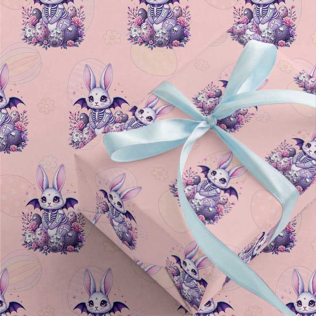 Cute Spooky Easter Bunny Wrapping Paper Roll Pastel Goth Rabbit Gift TS12 Light Pink Print Your Wear