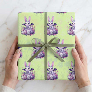 Cute Spooky Easter Bunny Wrapping Paper Roll Pastel Goth Rabbit Gift TS12 Lime Print Your Wear