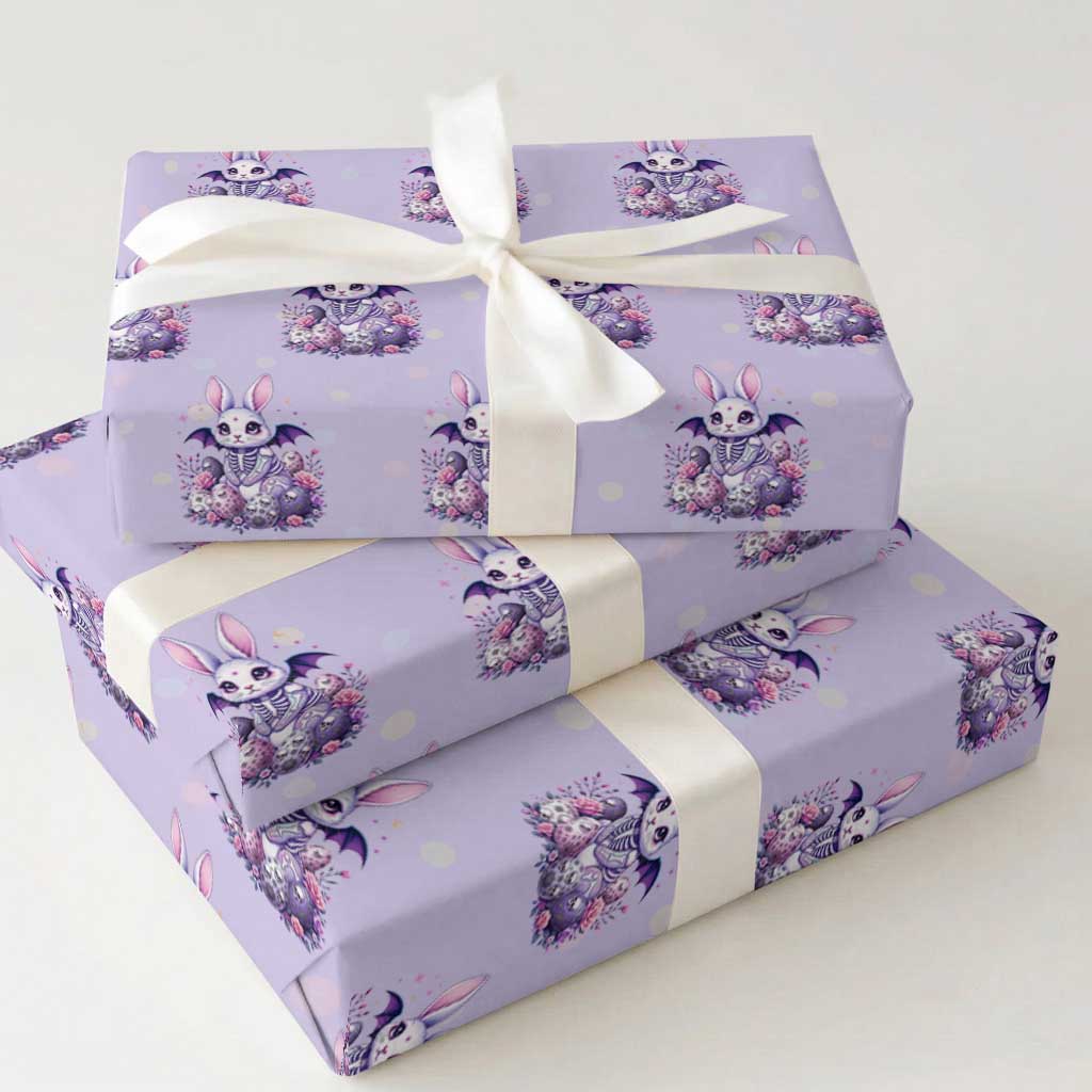 Cute Spooky Easter Bunny Wrapping Paper Roll Pastel Goth Rabbit Gift TS12 Violet Print Your Wear