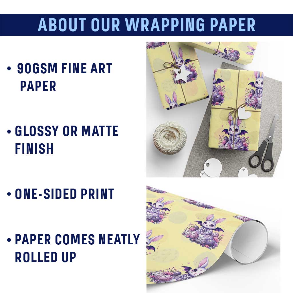 Cute Spooky Easter Bunny Wrapping Paper Roll Pastel Goth Rabbit Gift TS12 Print Your Wear