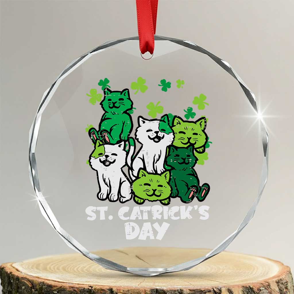 Cute St Catricks Day Crystal Glass Ornament St Patricks Cats Saint Pattys Cat Lover TS02 Transparent Glass 3'' Circle Print Your Wear
