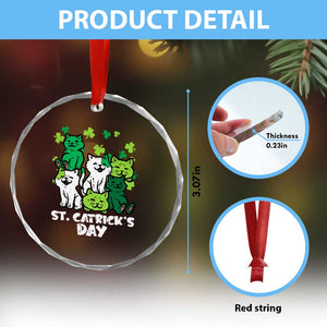 Cute St Catricks Day Crystal Glass Ornament St Patricks Cats Saint Pattys Cat Lover TS02 Print Your Wear