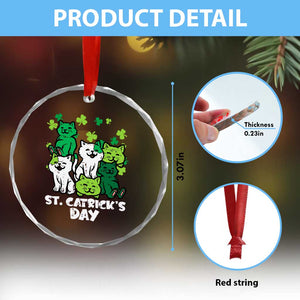Cute St Catricks Day Crystal Glass Ornament St Patricks Cats Saint Pattys Cat Lover TS02 Print Your Wear