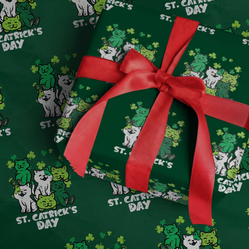 Cute St Catricks Day Wrapping Paper Roll St Patricks Cats Saint Pattys Cat Lover TS02 Green Print Your Wear