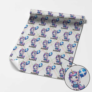 Cute Unicorn Wearing Tartan Kilt Holding Saltire Flag Graphic Wrapping Paper Roll