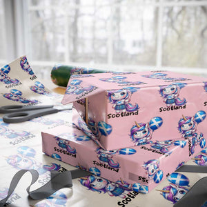 Cute Unicorn Wearing Tartan Kilt Holding Saltire Flag Graphic Wrapping Paper Roll