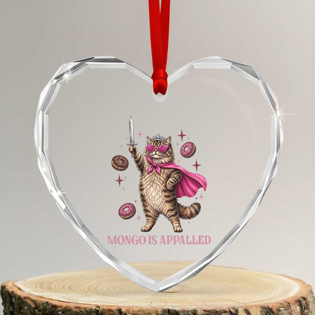 Cute Warrior Princess Cat With Sword Heart Crystal Glass Ornament Fantasy Reader Gift TS12 Transparent Glass 3'' Heart Print Your Wear