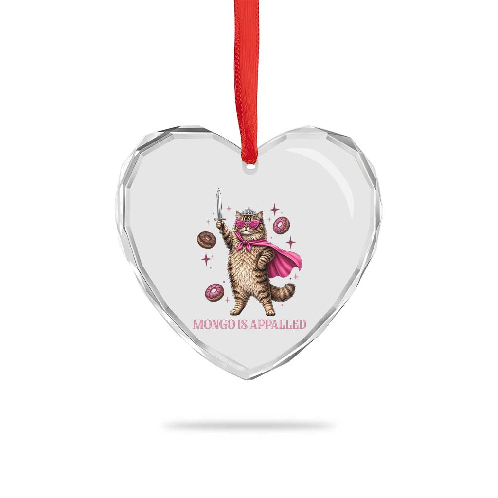 Cute Warrior Princess Cat With Sword Heart Crystal Glass Ornament Fantasy Reader Gift