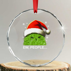 Cute Xmas Cat Crystal Glass Ornament Funny Ew People Meowy Kitten Lovers TS10 Transparent Glass 3'' Circle Print Your Wear