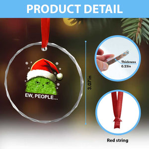 Cute Xmas Cat Crystal Glass Ornament Funny Ew People Meowy Kitten Lovers TS10 Print Your Wear