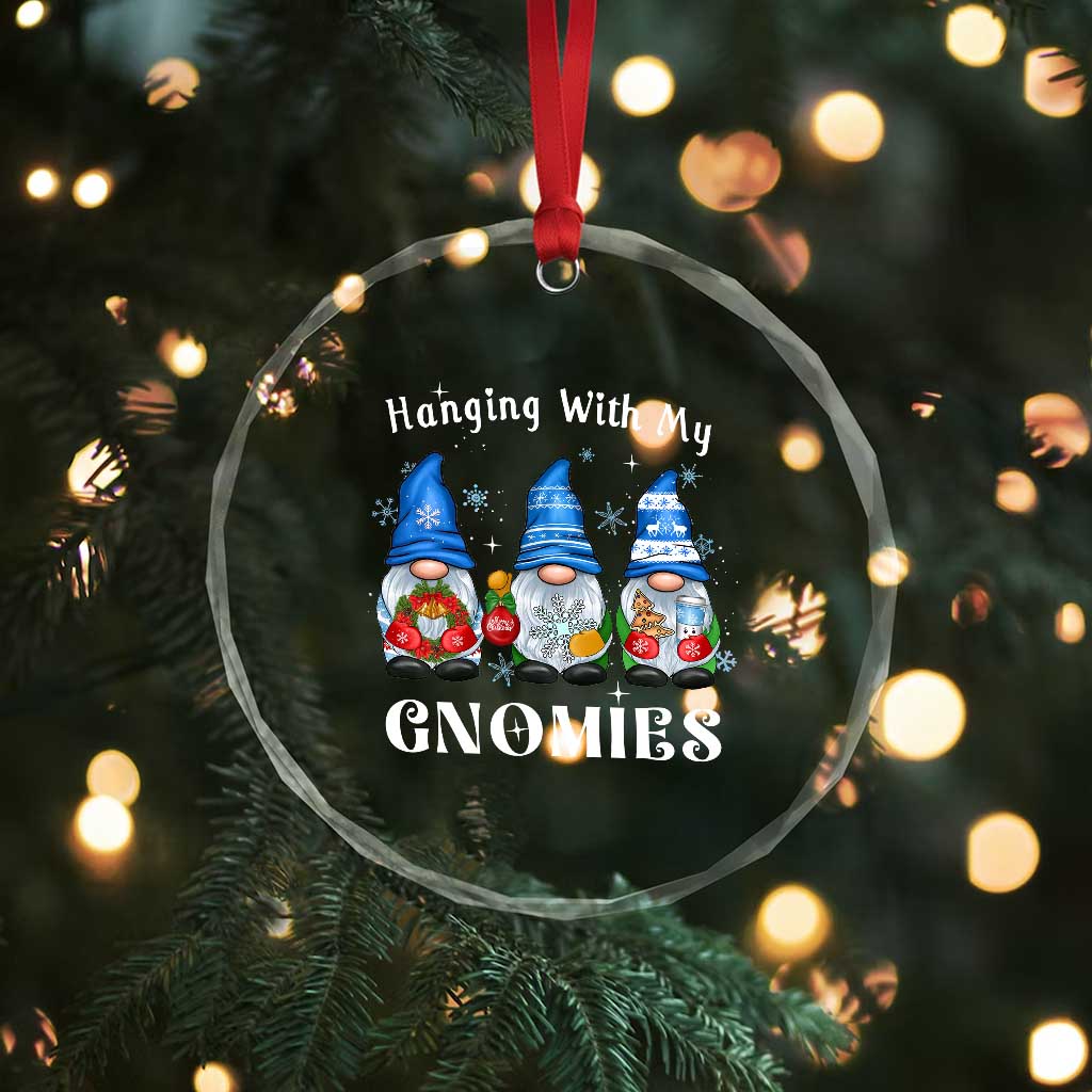 Cute Xmas Gnome Crystal Glass Ornament Hanging With My Gnomies TS09 Print Your Wear