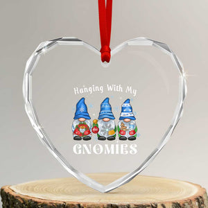 Cute Xmas Gnome Heart Crystal Glass Ornament Hanging With My Gnomies TS09 Transparent Glass 3'' Heart Print Your Wear