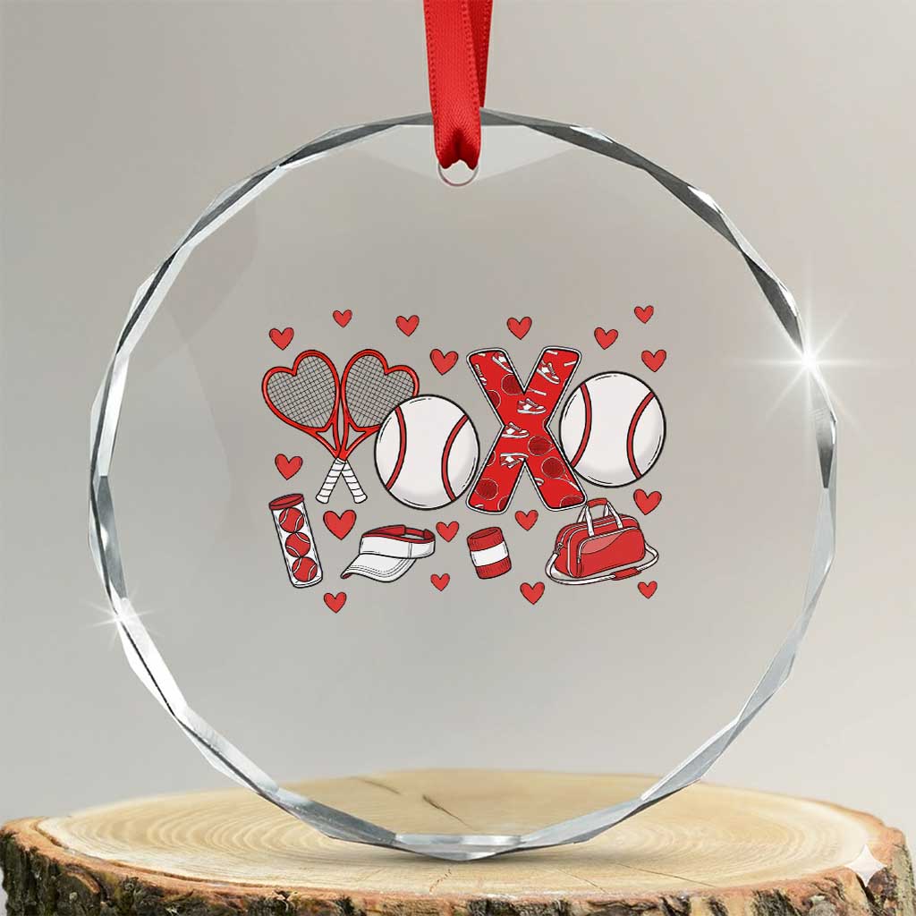 Cute XOXO Tennis Player Crystal Glass Ornament Valentines Tennis Gift TS12 Transparent Glass 3'' Circle Print Your Wear