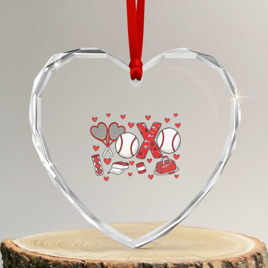 Cute XOXO Tennis Player Heart Crystal Glass Ornament Valentines Tennis Gift TS12 Transparent Glass 3'' Heart Print Your Wear