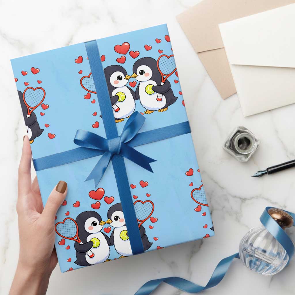 Cute XOXO Tennis Player Wrapping Paper Roll Valentines Day Gift TS12 Light Blue Print Your Wear