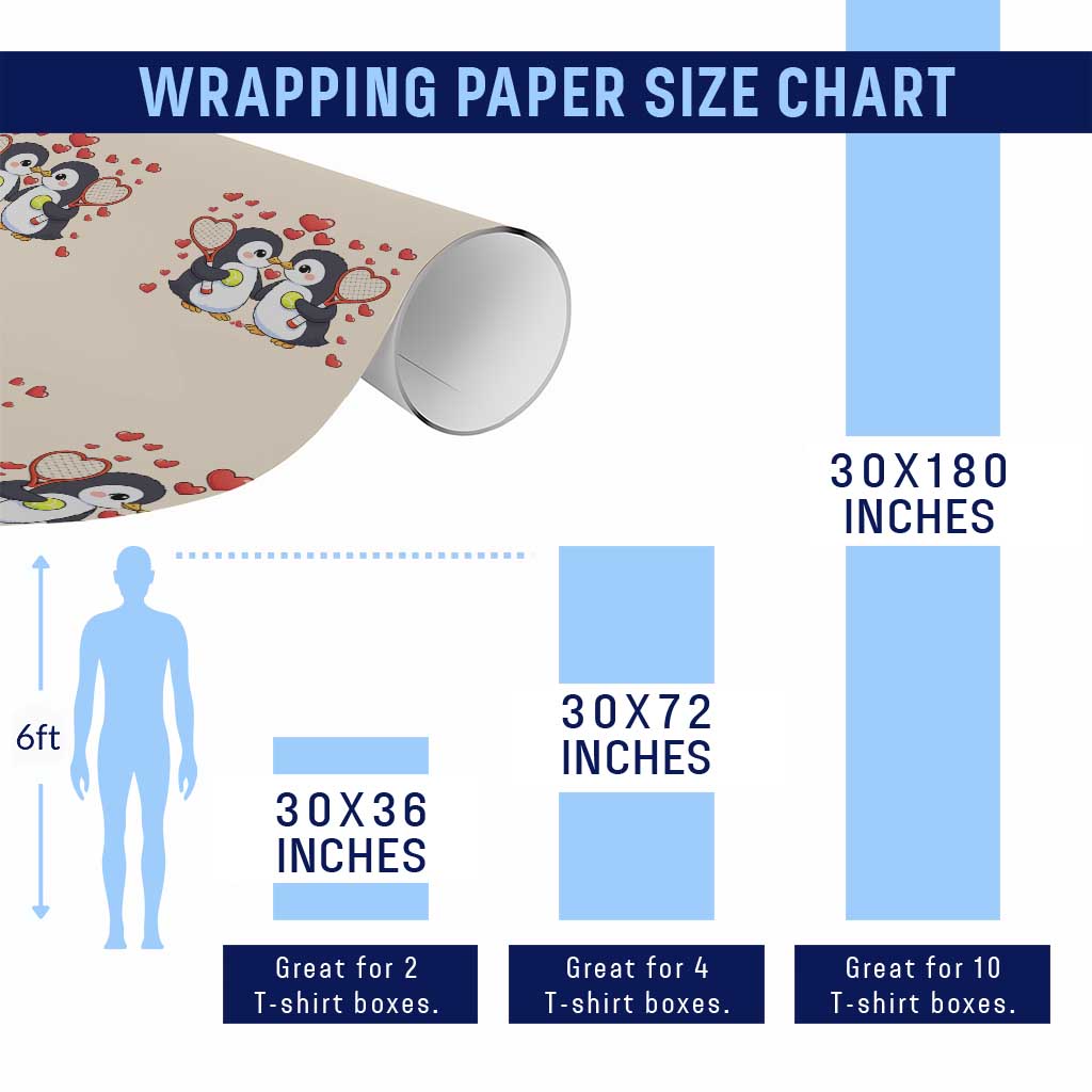 Cute XOXO Tennis Player Wrapping Paper Roll Valentines Day Gift TS12 Print Your Wear