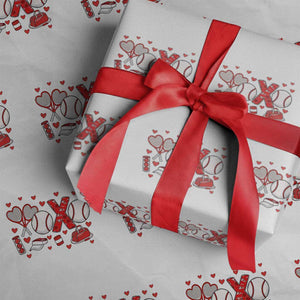 Cute XOXO Tennis Player Wrapping Paper Roll Valentines Tennis Gift TS12 White Print Your Wear