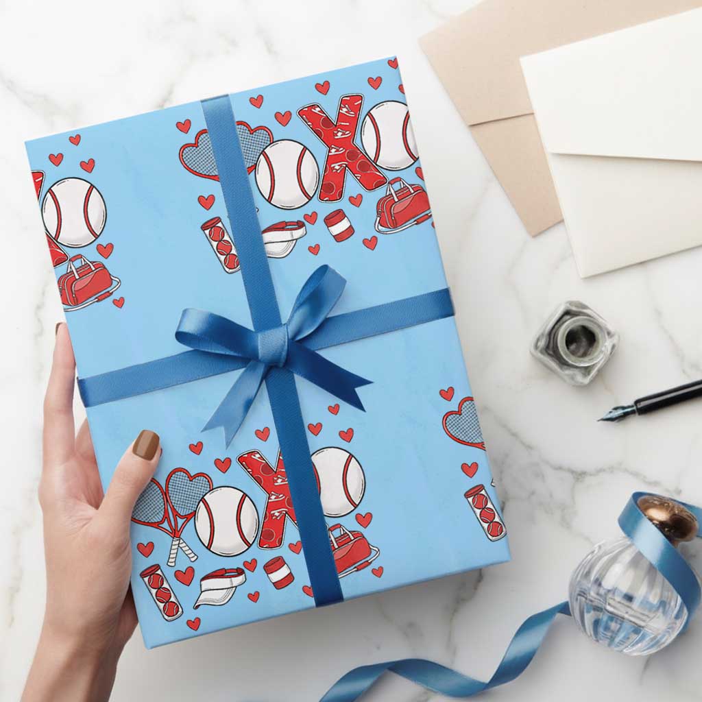 Cute XOXO Tennis Player Wrapping Paper Roll Valentines Tennis Gift TS12 Light Blue Print Your Wear