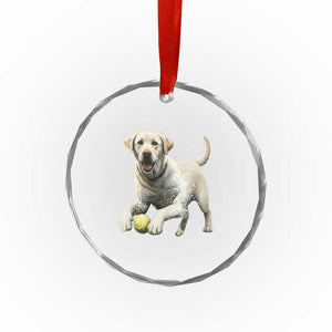 Cute Yellow Labrador Retriever With Tennis Ball Crystal Glass Ornament TS12 Print Your Wear
