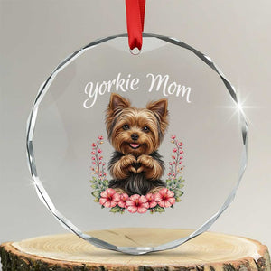 Cute Yorkie Mama Crystal Glass Ornament Yorkshire Terrier Dog Lover TS12 Transparent Glass 3'' Circle Print Your Wear