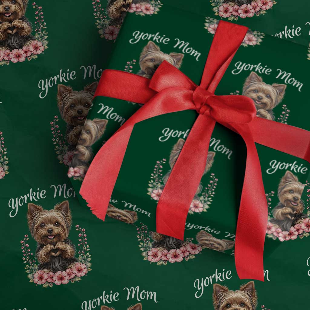 Cute Yorkie Mama Wrapping Paper Roll Yorkshire Terrier Dog Lover TS12 Green Print Your Wear