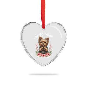 Cute Yorkie Mama Heart Crystal Glass Ornament Yorkshire Terrier Dog Lover TS12 Print Your Wear