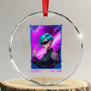 Cyberpunk Girl Legend Never Die Crystal Glass Ornament Gaming Aesthetic Gift TS12 Transparent Glass 3'' Circle Print Your Wear