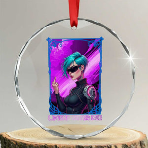 Cyberpunk Girl Legend Never Die Crystal Glass Ornament Gaming Aesthetic Gift TS12 Transparent Glass 3'' Circle Print Your Wear
