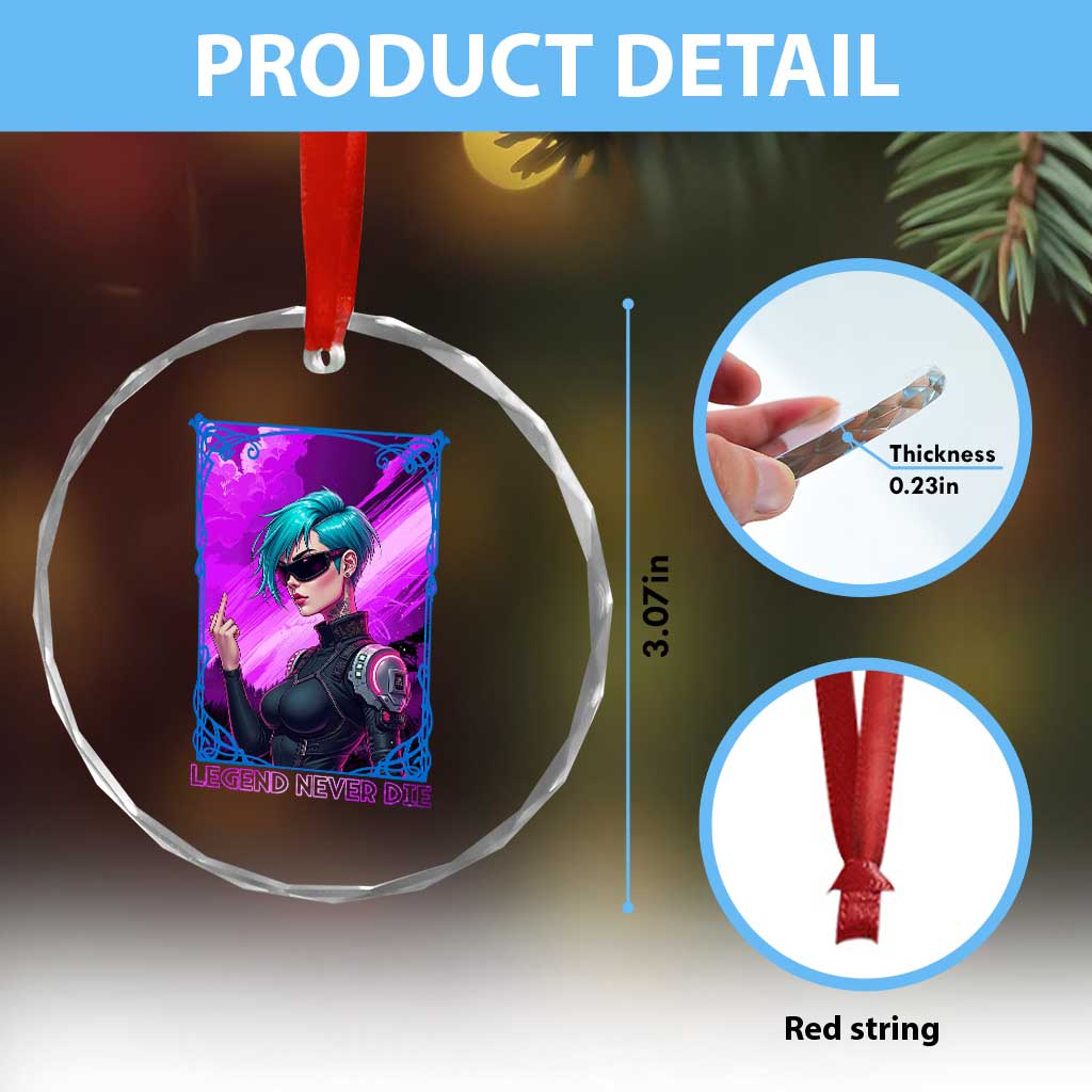 Cyberpunk Girl Legend Never Die Crystal Glass Ornament Gaming Aesthetic Gift TS12 Print Your Wear