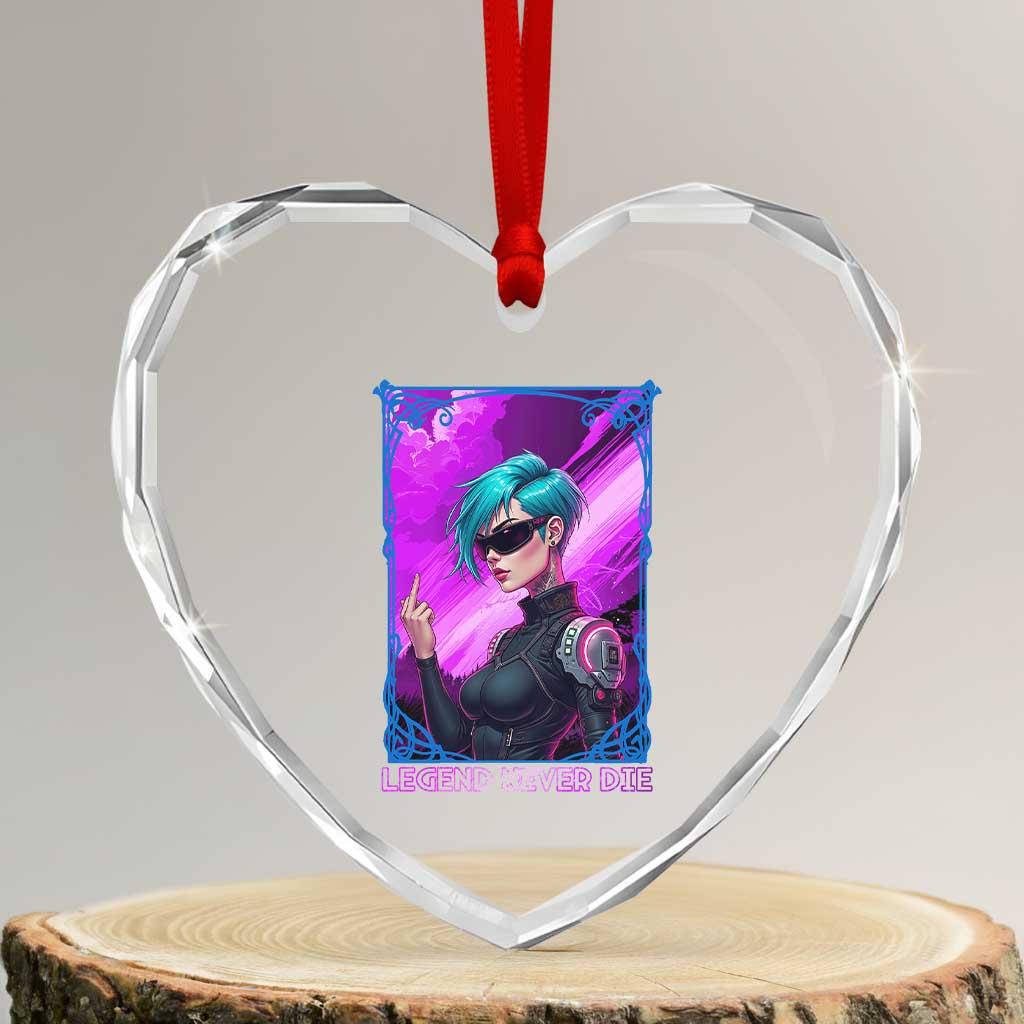 Cyberpunk Girl Legend Never Die Heart Crystal Glass Ornament Gaming Aesthetic Gift TS12 Transparent Glass 3'' Heart Print Your Wear