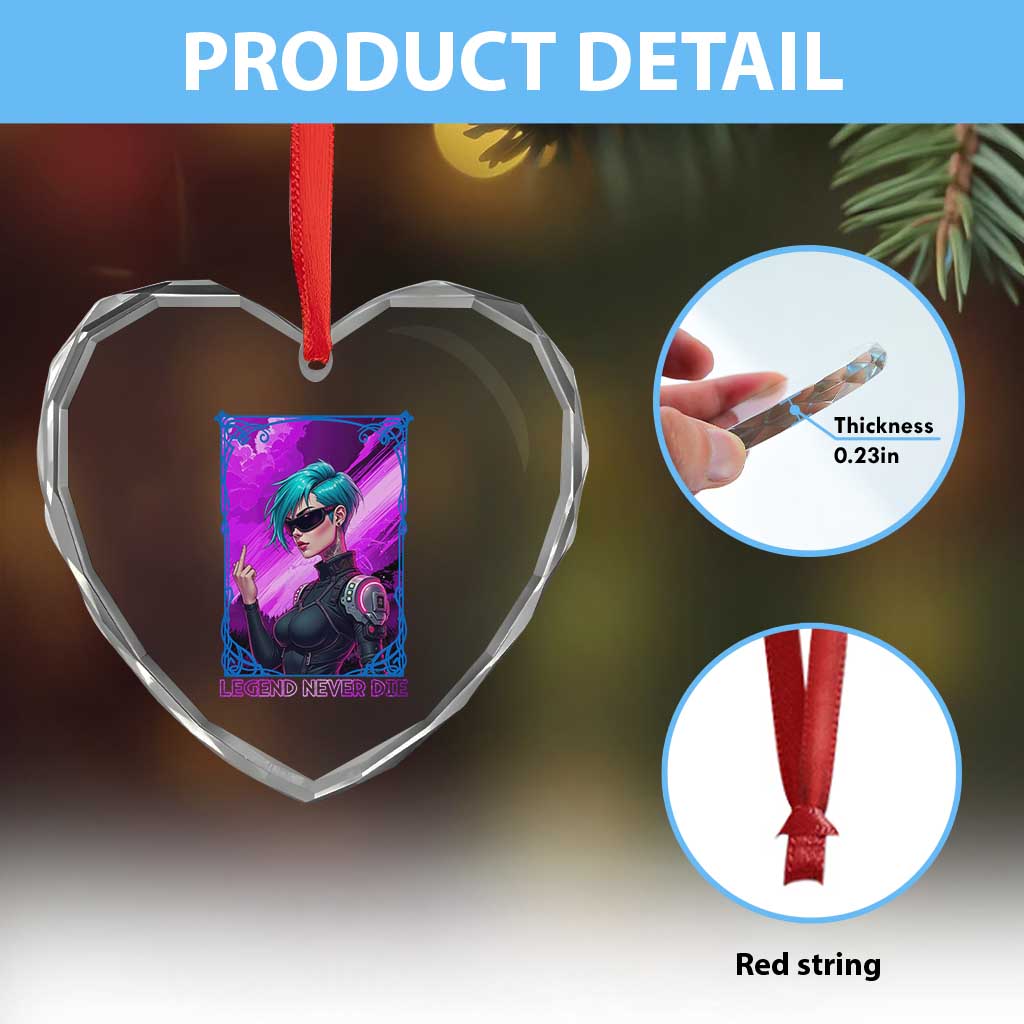 Cyberpunk Girl Legend Never Die Heart Crystal Glass Ornament Gaming Aesthetic Gift TS12 Print Your Wear