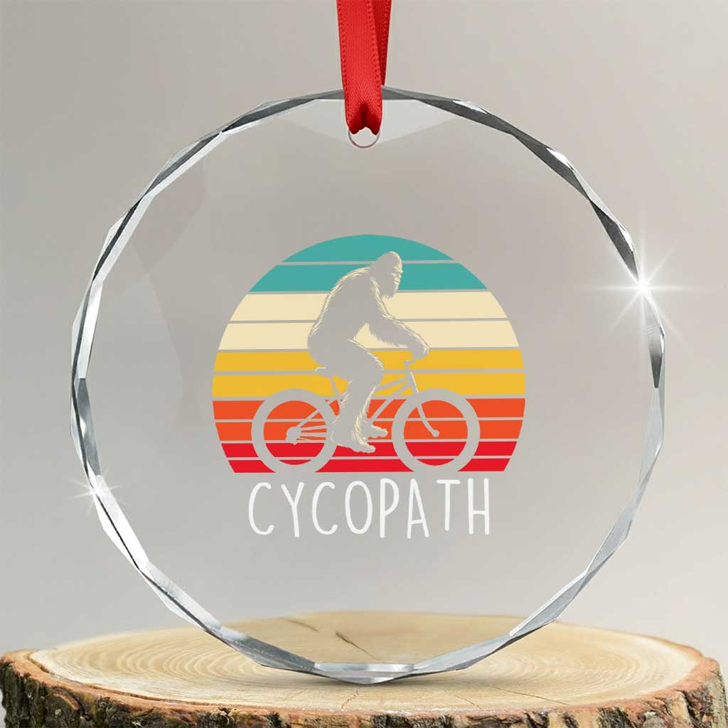 Cycopath Bigfoot Riding Bike Crystal Glass Ornament Funny Bigfoot Cyclist Bicycle Gift