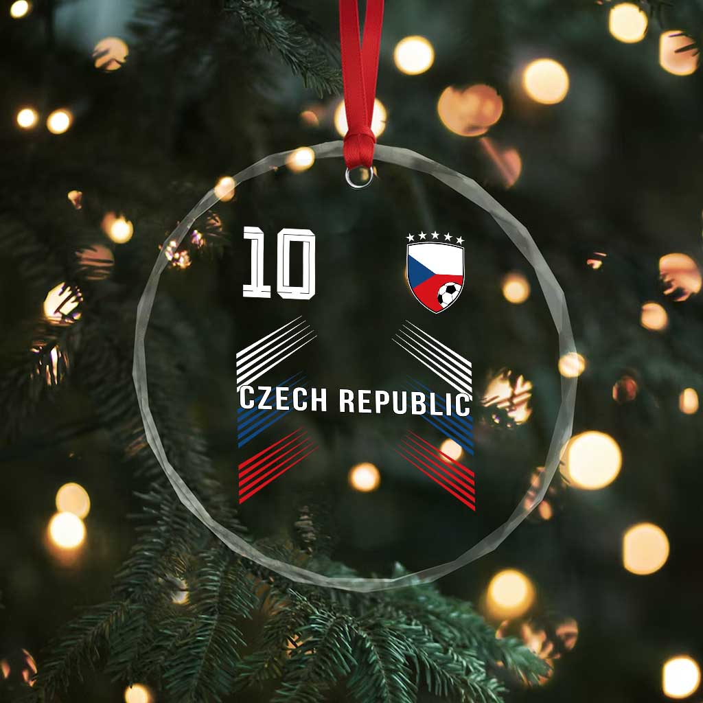 Czech Republic Soccer Sports Graphic Number 10 Jersey Style Crystal Glass Ornament Proud Czechia Football Fans Game Day Pride