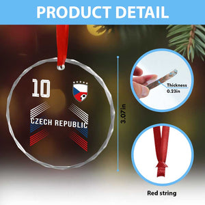 Czech Republic Soccer Sports Graphic Number 10 Jersey Style Crystal Glass Ornament Proud Czechia Football Fans Game Day Pride