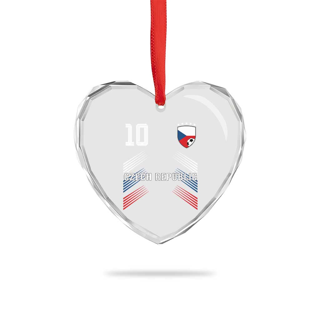 Czech Republic Soccer Sports Graphic Number 10 Jersey Style Heart Crystal Glass Ornament Proud Czechia Football Fans Game Day Pride TS02 Print Your Wear