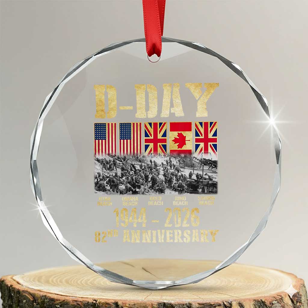 D Day 82nd Anniversary Honor History Normandy WWII Crystal Glass Ornament TS11 Transparent Glass 3'' Circle Print Your Wear