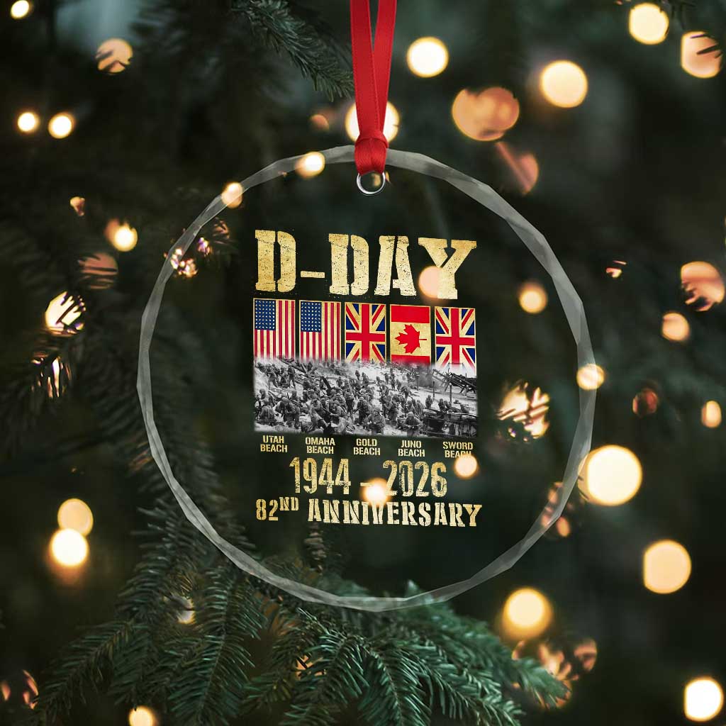 D Day 82nd Anniversary Honor History Normandy WWII Crystal Glass Ornament TS11 Print Your Wear