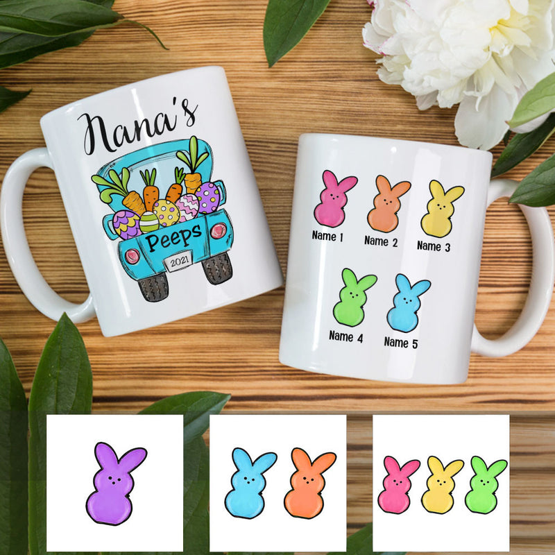 Easter Personalized Grandma Peeps Easter Truck Mug CTM One Size 11oz size Custom - Printyourwear