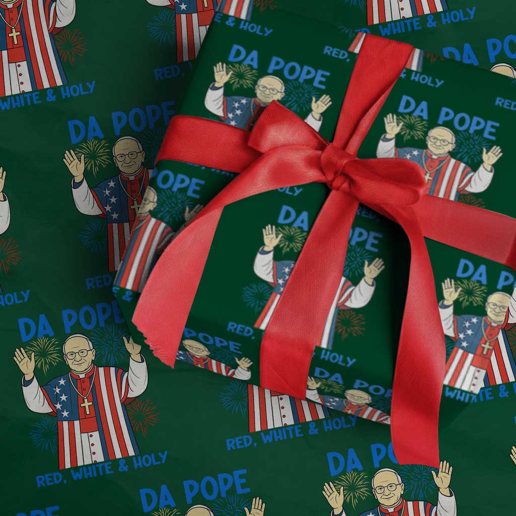 Da Pope Funny 4th of July Wrapping Paper Roll Red White and Holy Patriotic Catholic TS02 Green Print Your Wear