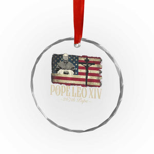 Da Pope Leo XIV Crystal Glass Ornament From America Chicago USA Flag Cross TS10 Print Your Wear