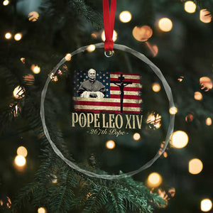 Da Pope Leo XIV Crystal Glass Ornament From America Chicago USA Flag Cross TS10 Print Your Wear