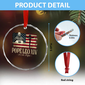Da Pope Leo XIV Crystal Glass Ornament From America Chicago USA Flag Cross TS10 Print Your Wear