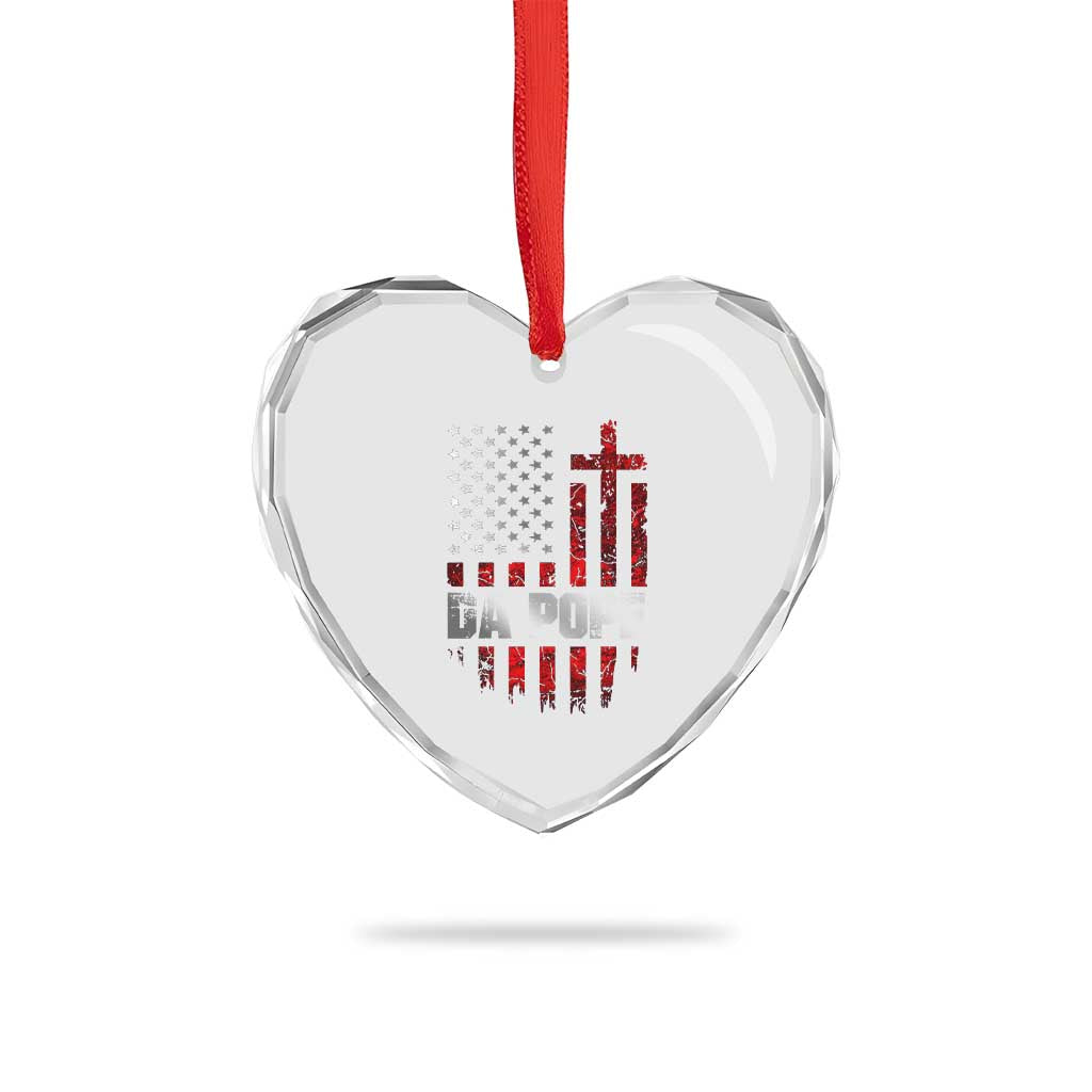 Da Pope Leo XIV Heart Crystal Glass Ornament From America Chicago America US Flag TS10 Print Your Wear