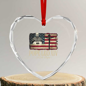 Da Pope Leo XIV Heart Crystal Glass Ornament From America Chicago USA Flag Cross TS10 Transparent Glass 3'' Heart Print Your Wear