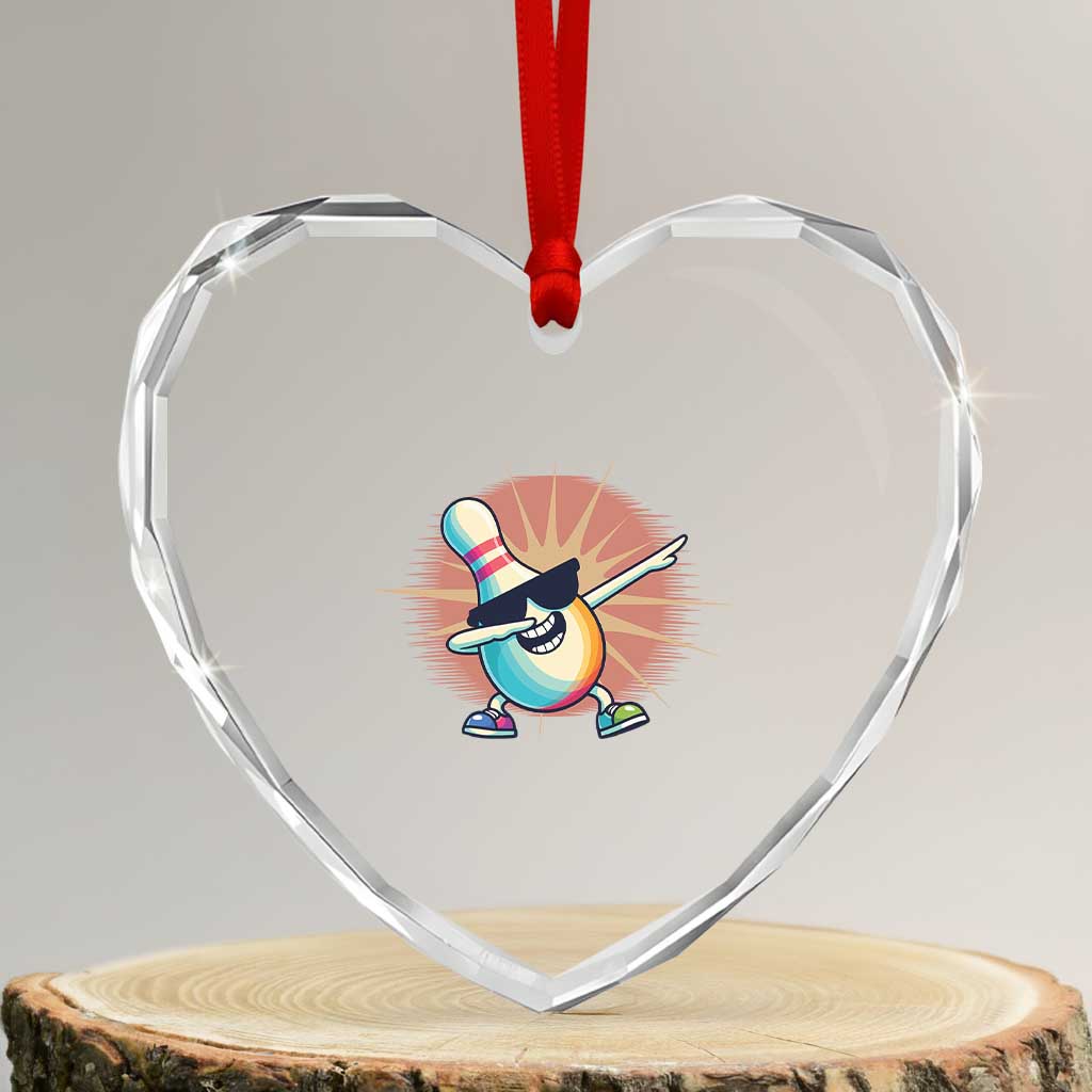 Dabbing Bowling Pin Heart Crystal Glass Ornament Funny Player Gift TS12 Transparent Glass 3'' Heart Print Your Wear