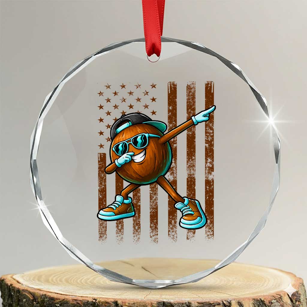 Dabbing Coconut Crystal Glass Ornament Retro American Flag Fruit Lover TS10 Transparent Glass 3'' Circle Print Your Wear