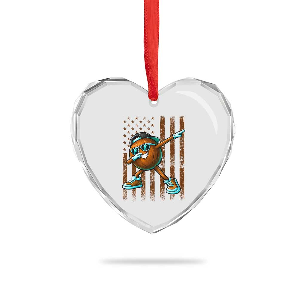 Dabbing Coconut Heart Crystal Glass Ornament Retro American Flag Fruit Lover TS10 Print Your Wear