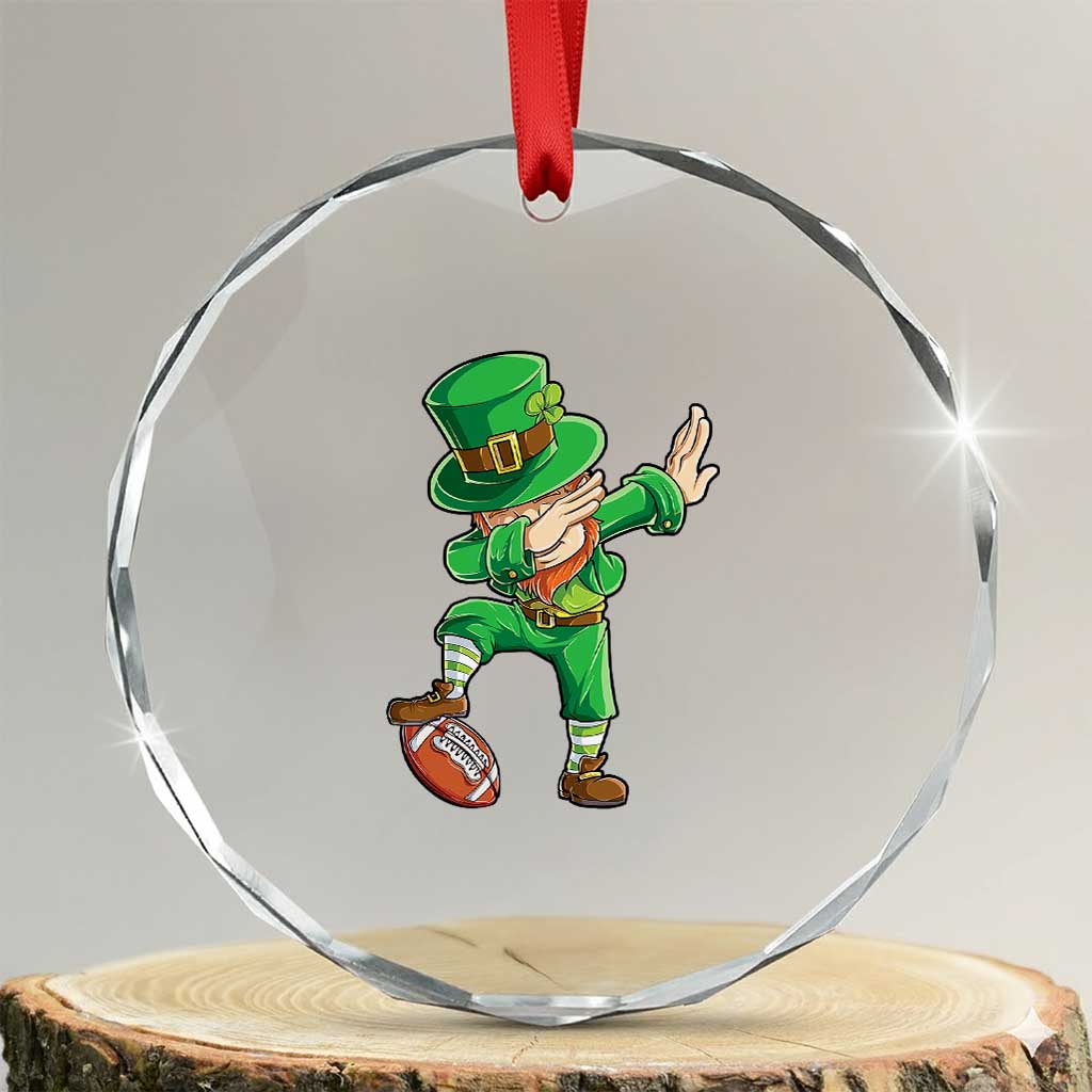 Dabbing Leprechaun Football Crystal Glass Ornament St Patricks Day Sports Lover TS02 Transparent Glass 3'' Circle Print Your Wear